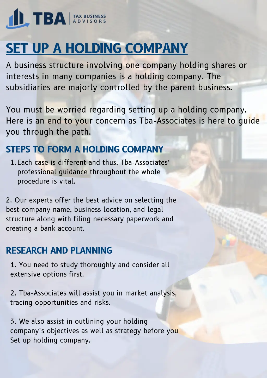set up a holding company a business structure