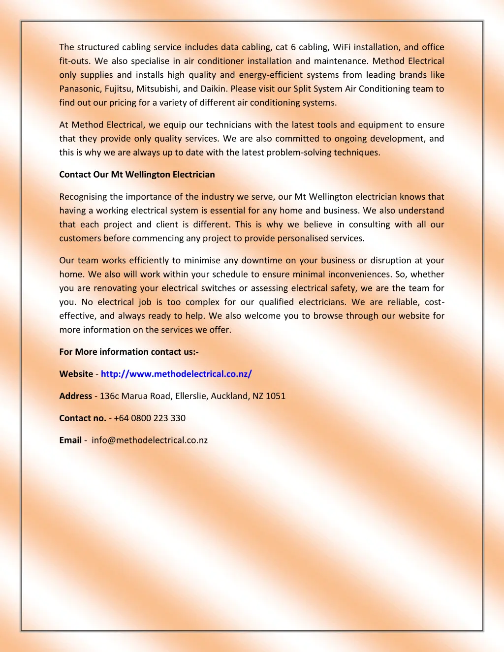 the structured cabling service includes data