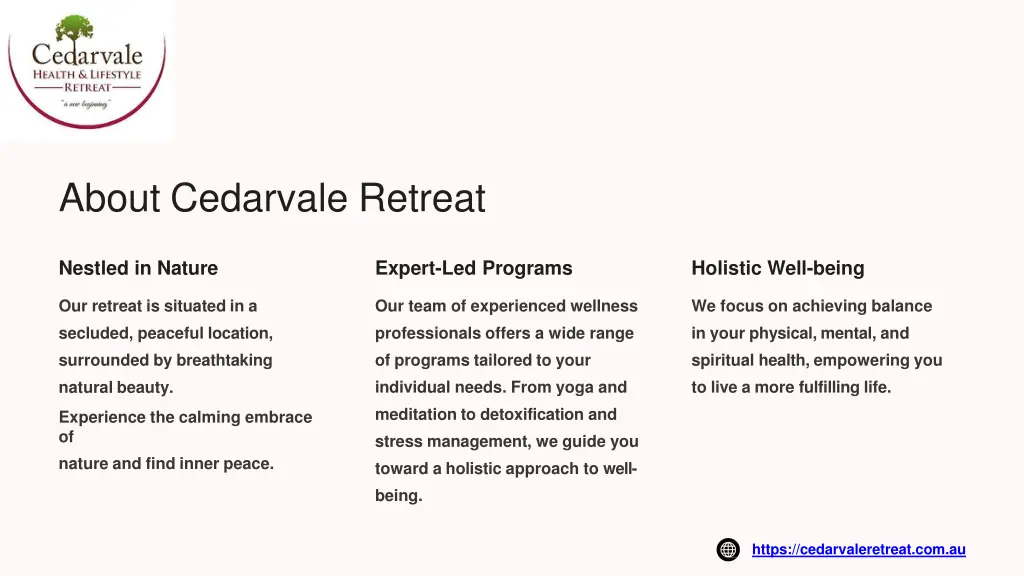 about cedarvale retreat