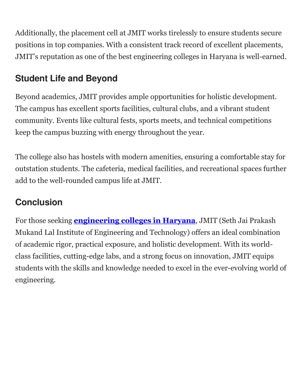 additionally the placement cell at jmit works