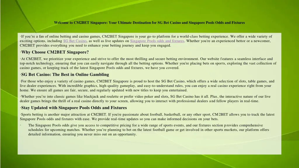 welcome to cm2bet singapore your ultimate