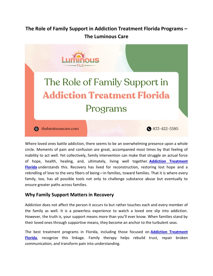 the role of family support in addiction treatment