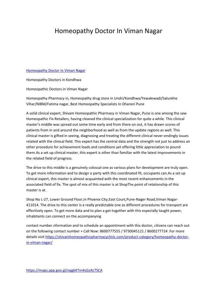 homeopathy doctor in viman nagar
