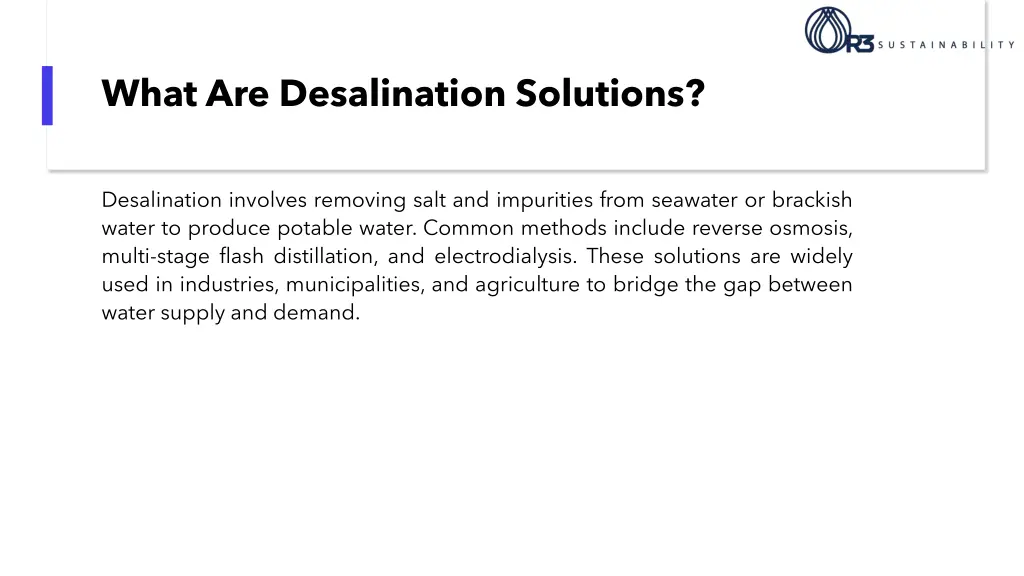 what are desalination solutions