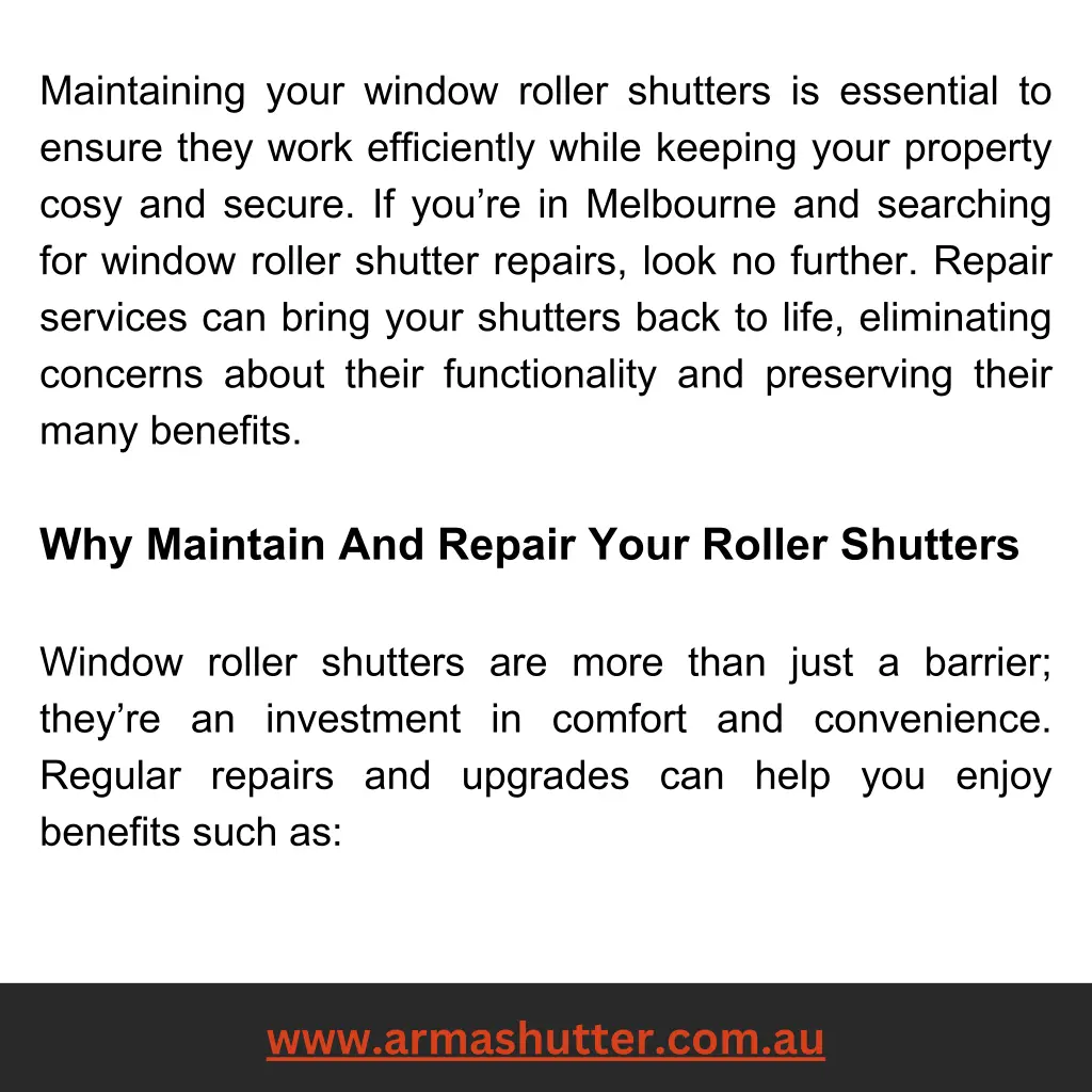 maintaining your window roller shutters