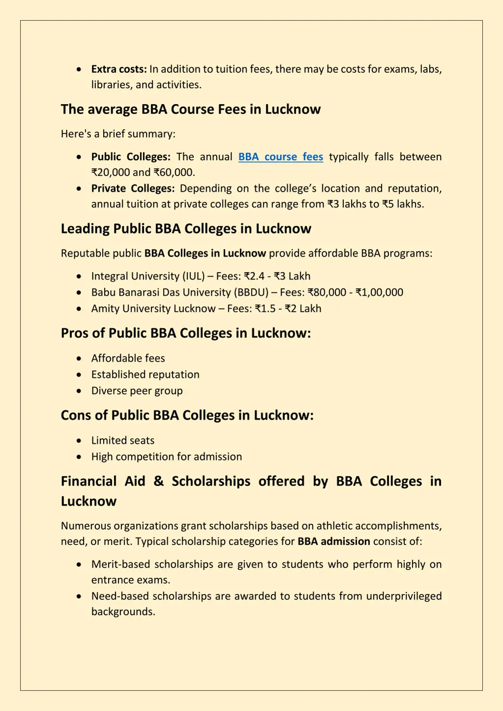 extra costs in addition to tuition fees there