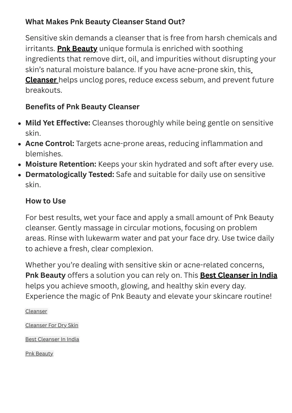 what makes pnk beauty cleanser stand out