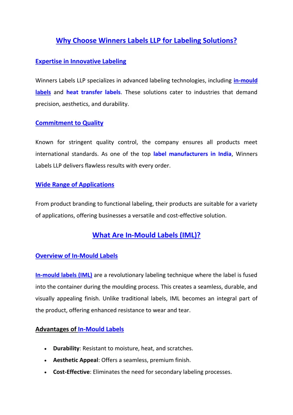 why choose winners labels llp for labeling