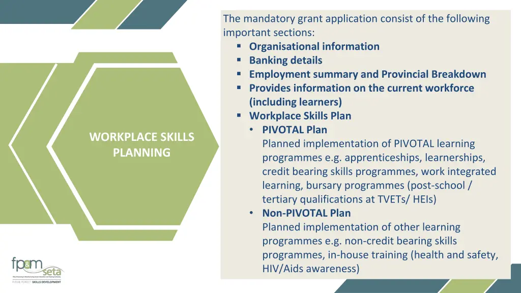 the mandatory grant application consist