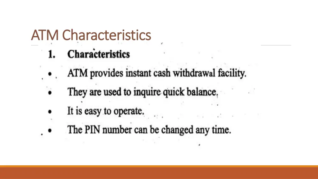 atm characteristics atm characteristics