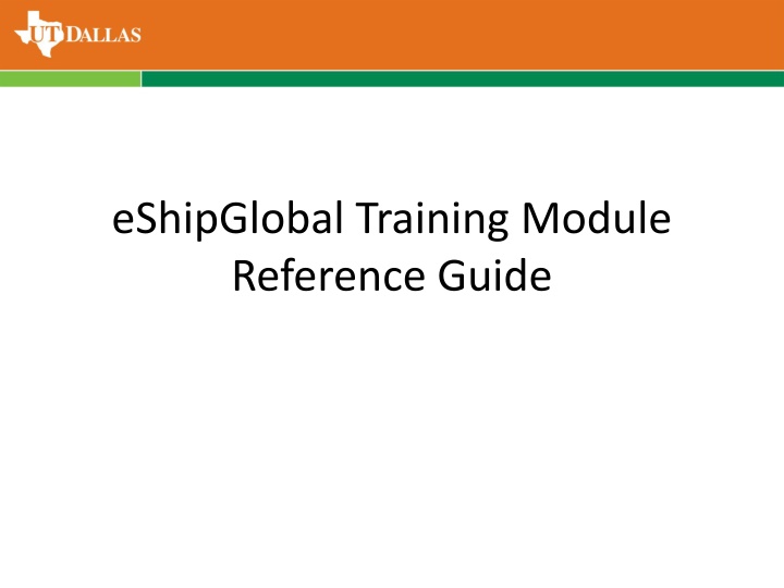 eshipglobal training module reference guide