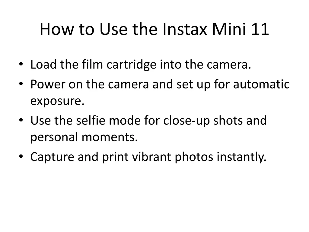 how to use the instax mini 11