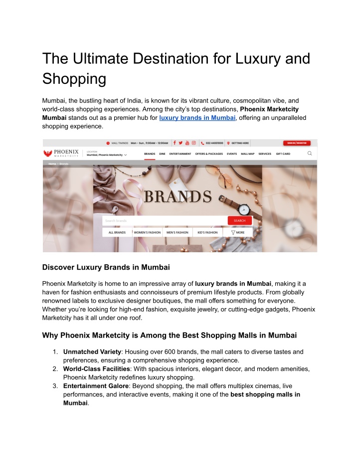 the ultimate destination for luxury and shopping