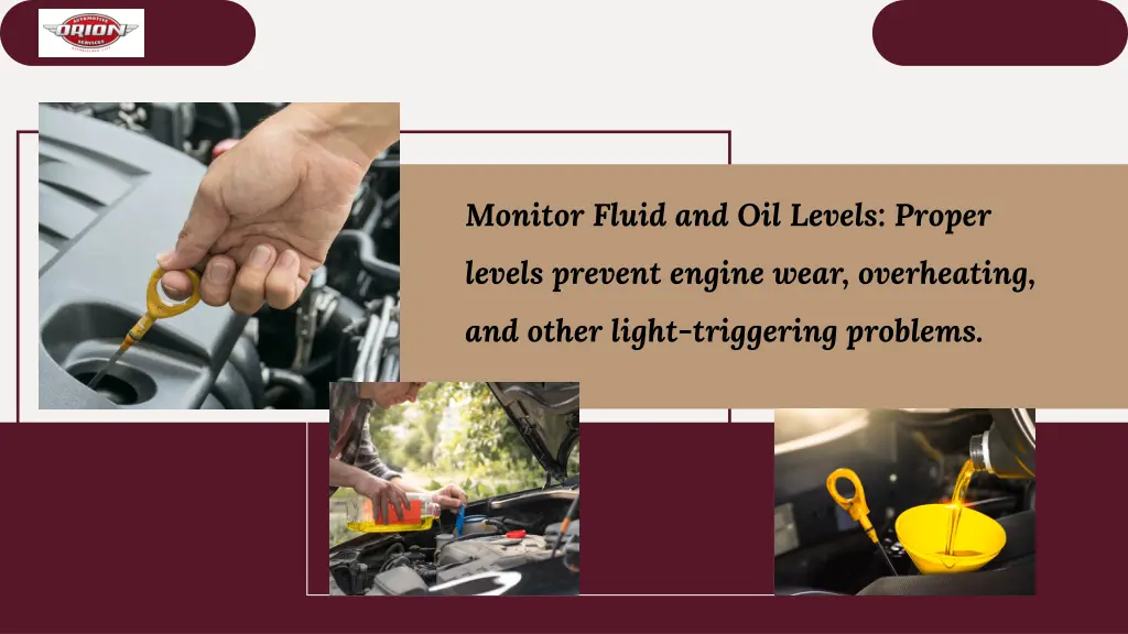 monitor fluid and oil levels proper