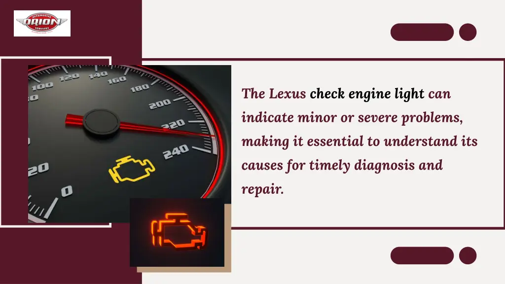 the lexus check engine light can indicate minor