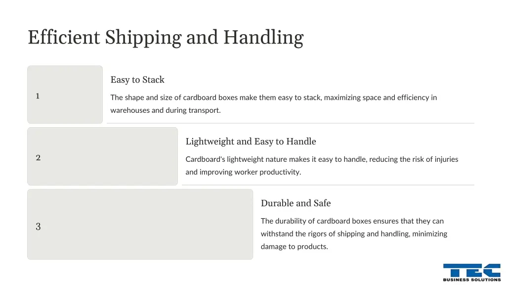 efficient shipping and handling