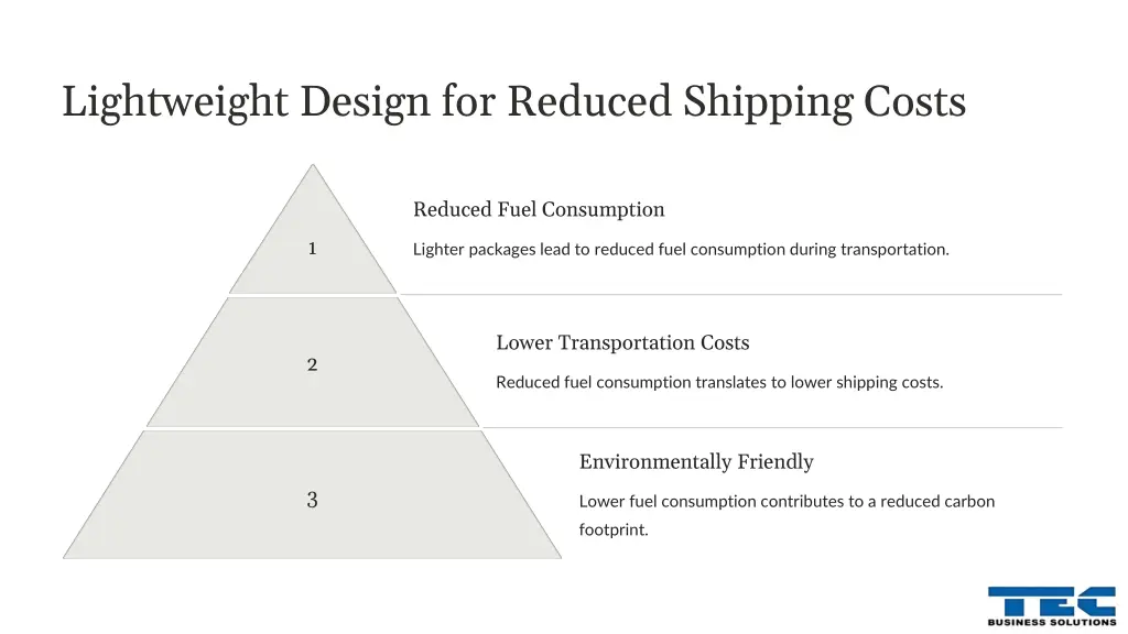lightweight design for reduced shipping costs