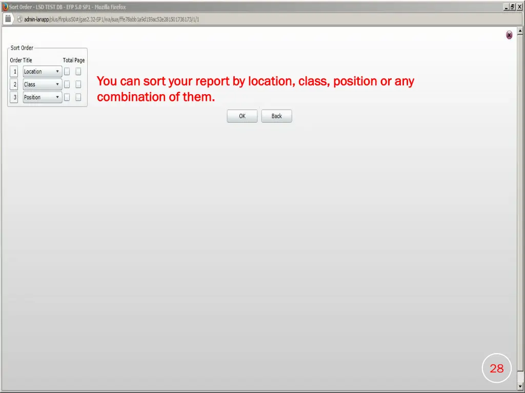 you can sort your report by location class