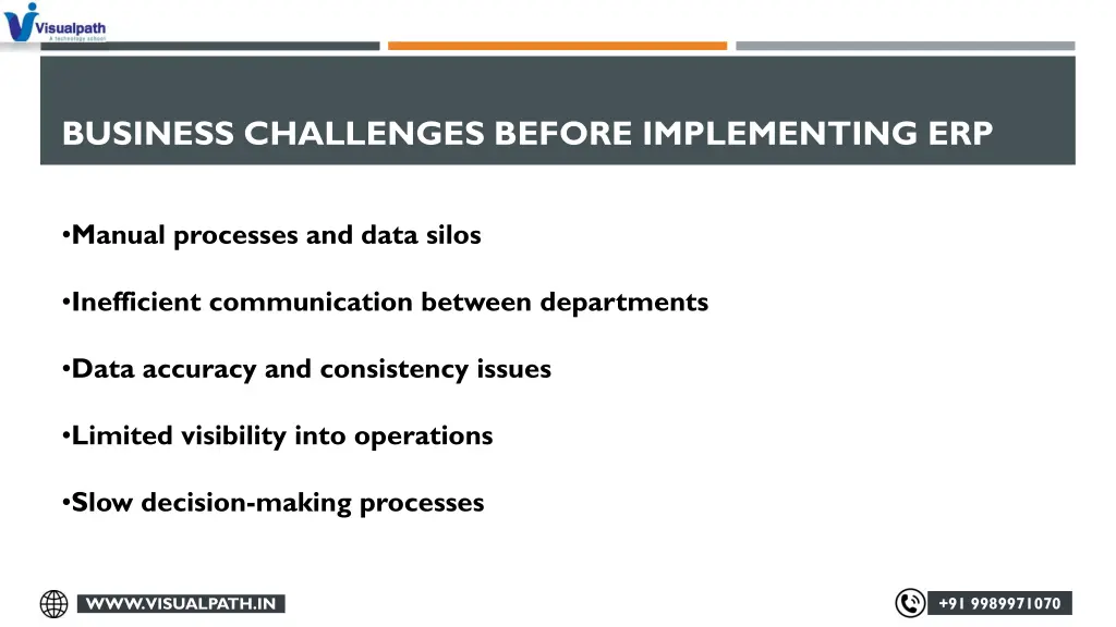business challenges before implementing erp