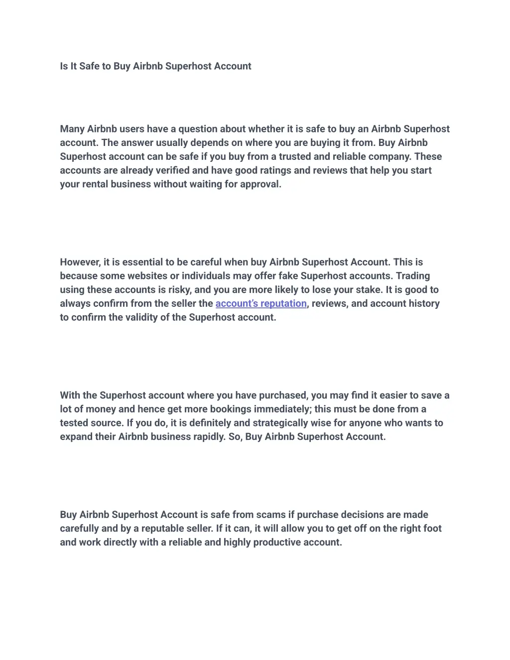 is it safe to buy airbnb superhost account