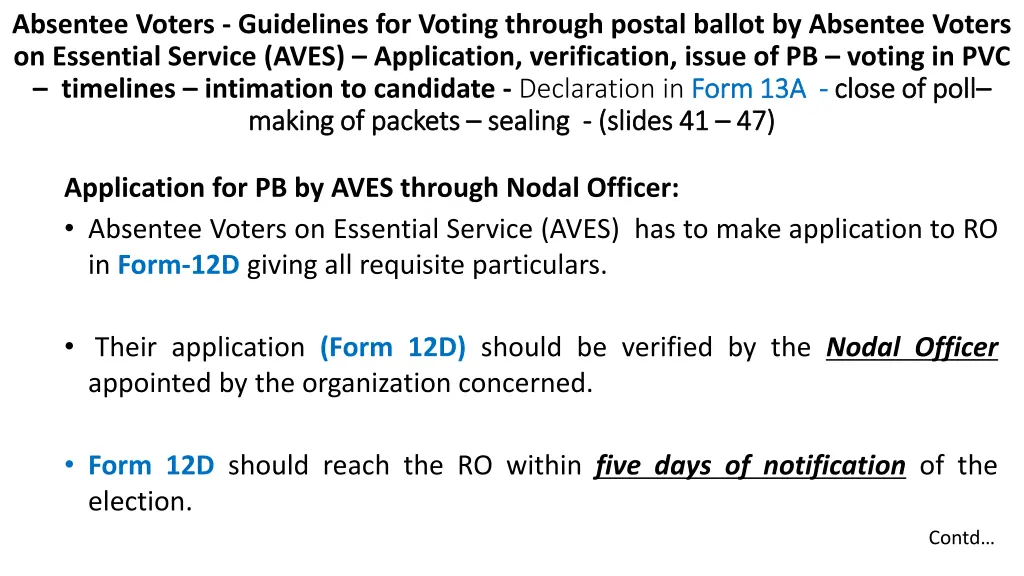 absentee voters guidelines for voting through