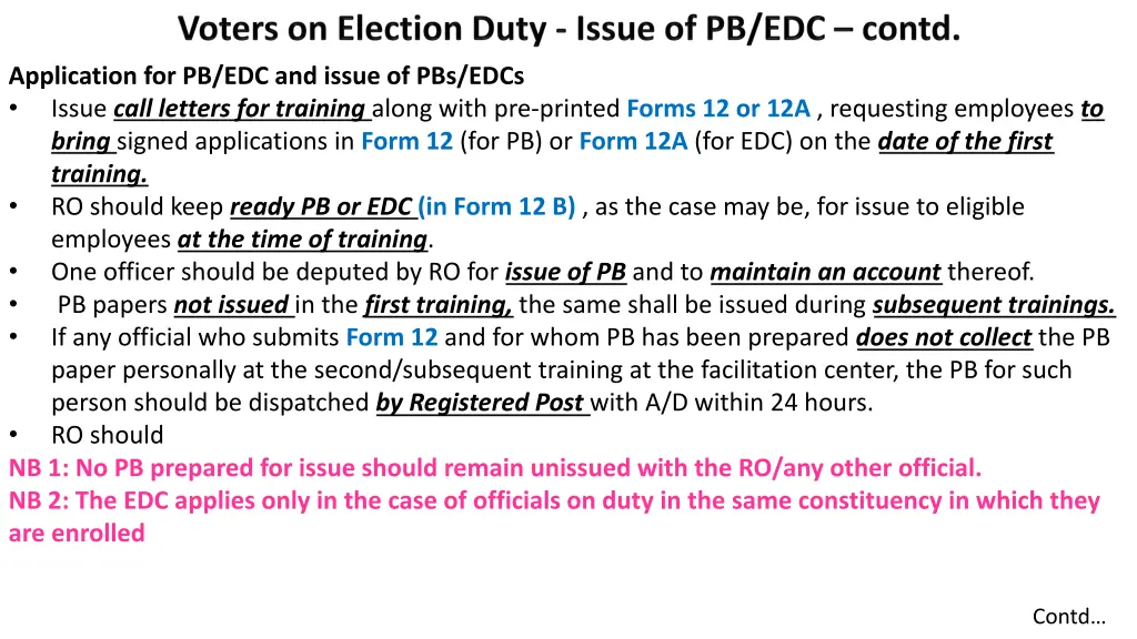 application for pb edc and issue of pbs edcs