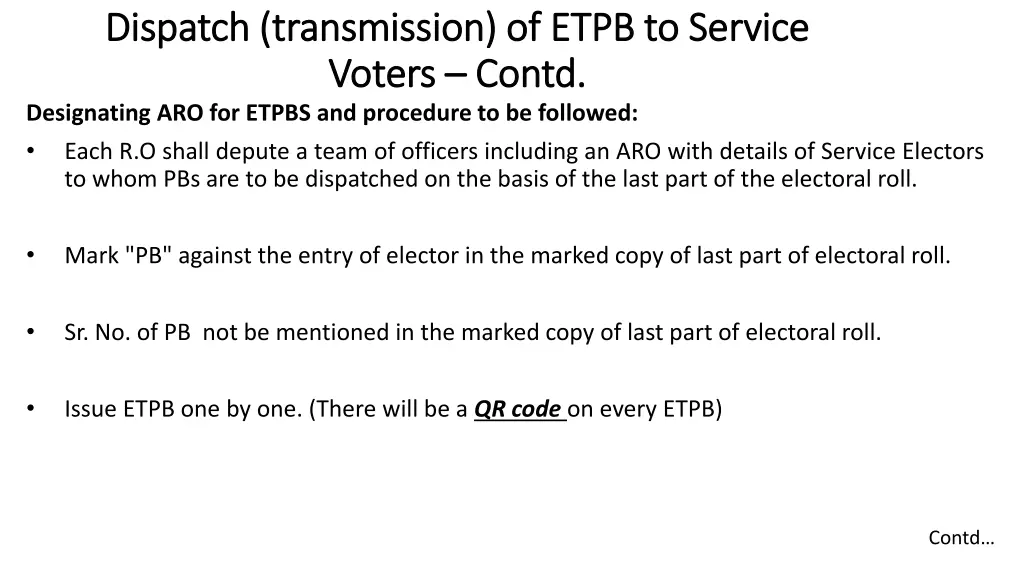 dispatch transmission of etpb to service dispatch