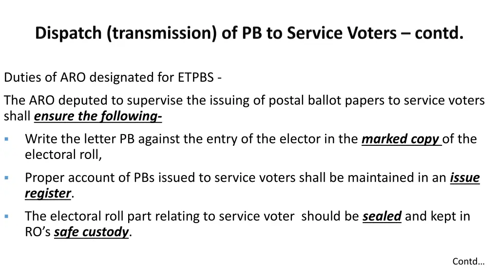 duties of aro designated for etpbs