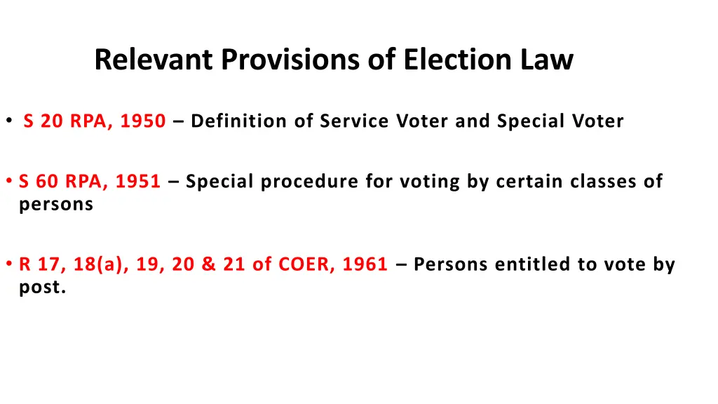 relevant provisions of election law