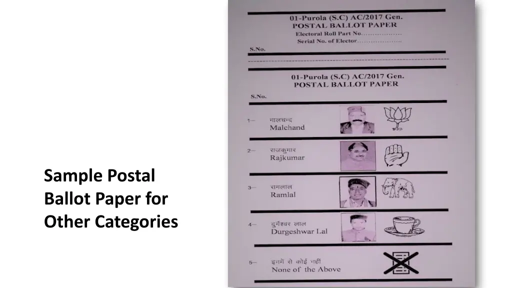 sample postal ballot paper for other categories