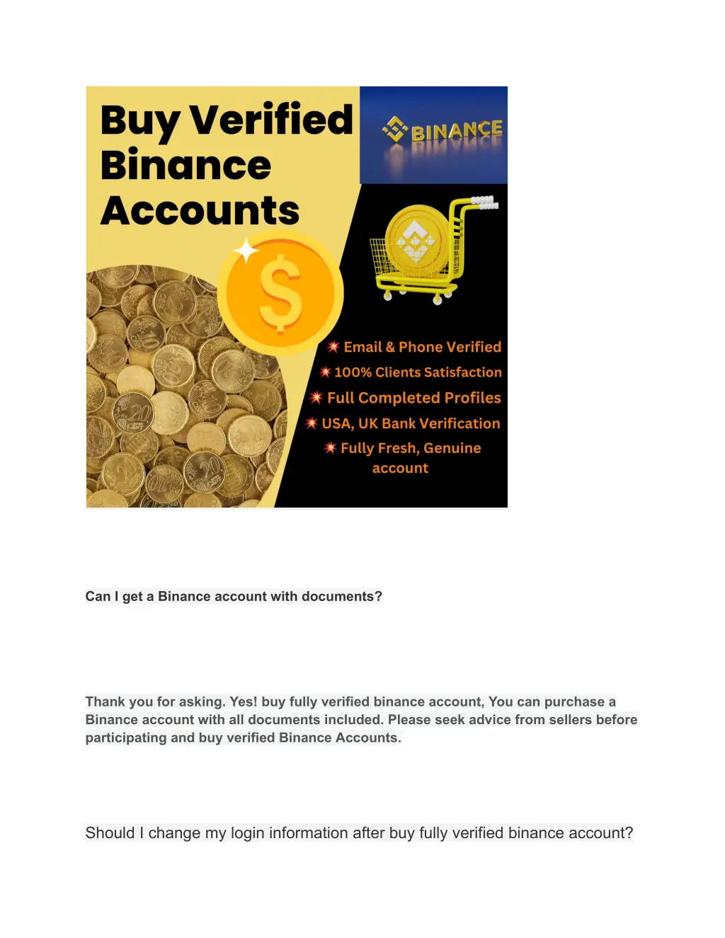 can i get a binance account with documents