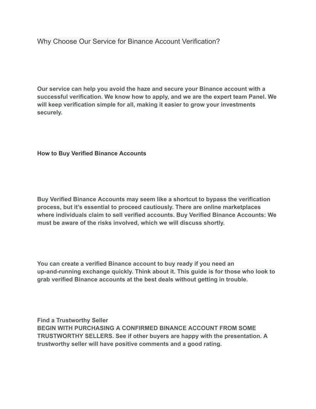 why choose our service for binance account