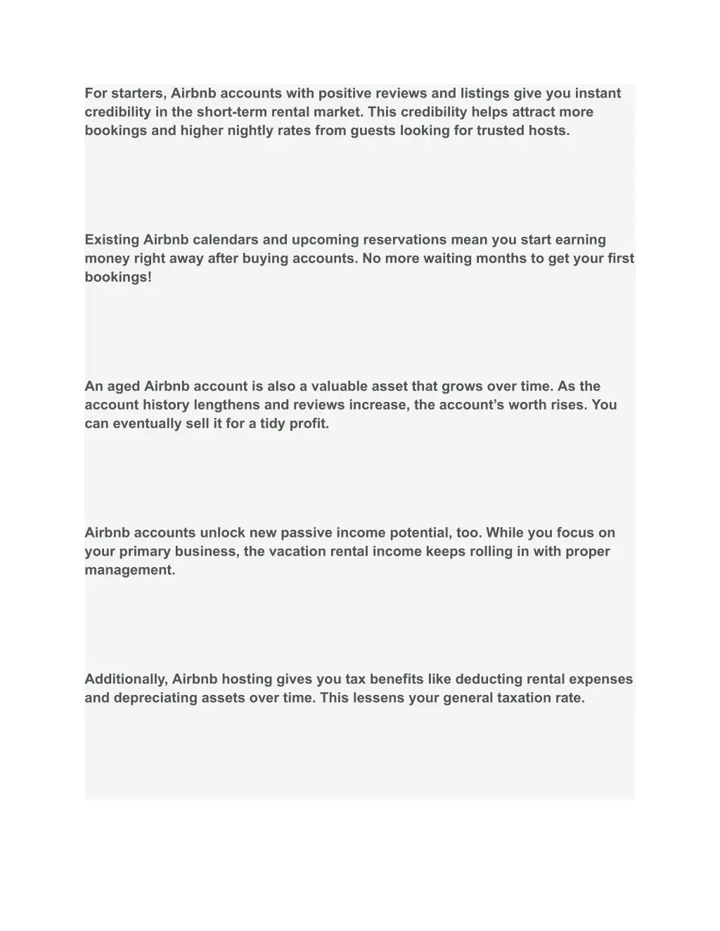 for starters airbnb accounts with positive
