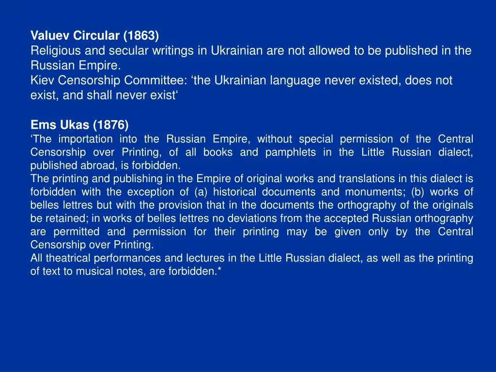 valuev circular 1863 religious and secular