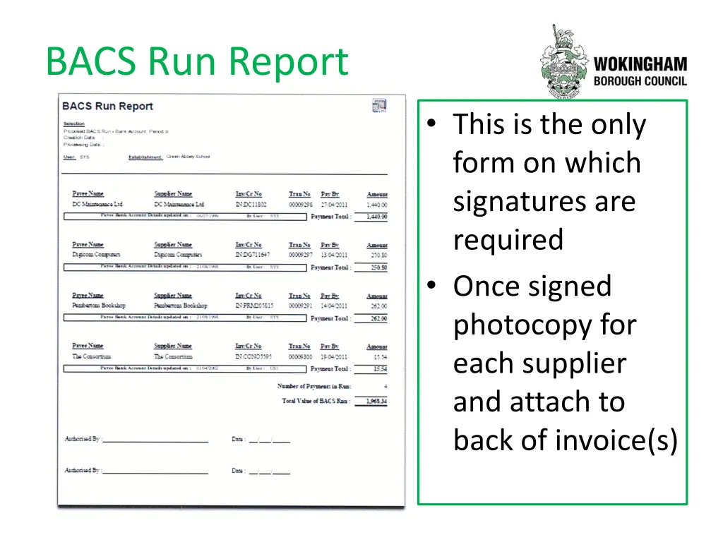 bacs run report