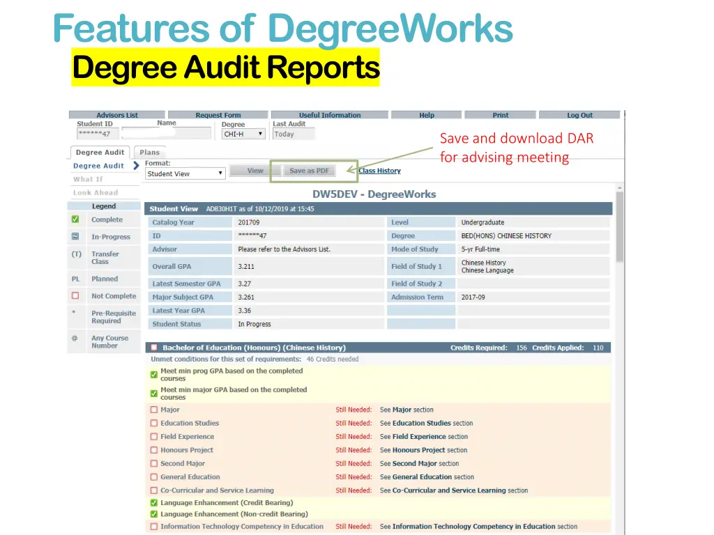 features of degreeworks degree audit reports 1