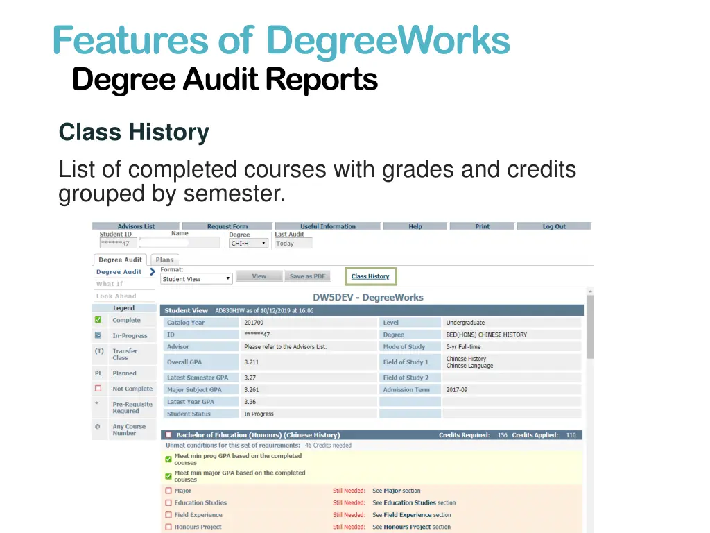 features of degreeworks degree audit reports 2
