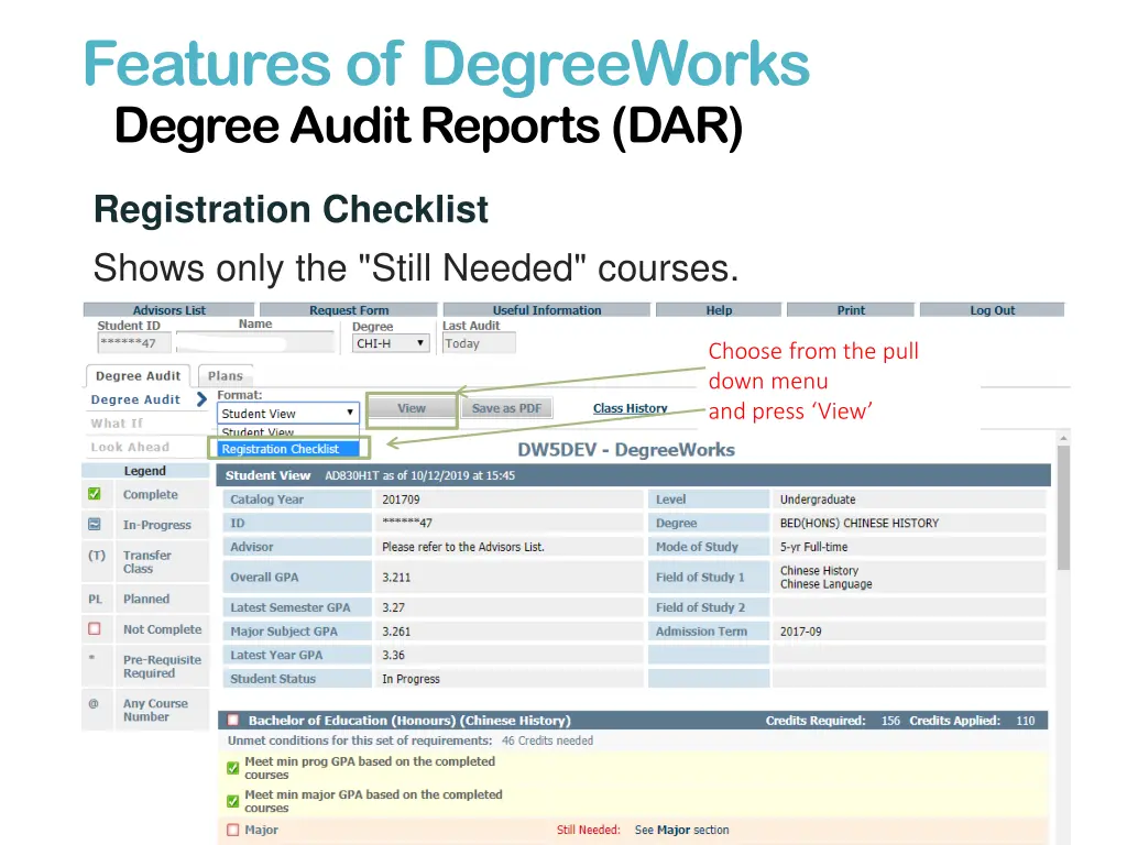 features of degreeworks degree audit reports dar