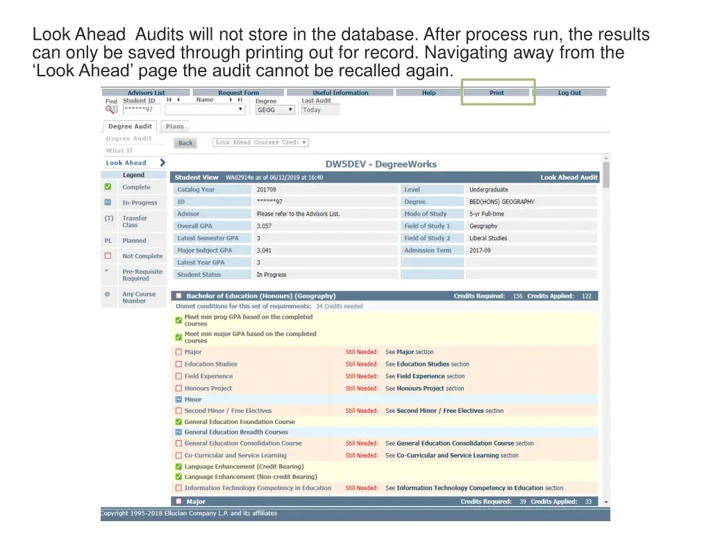 look ahead audits will not store in the database