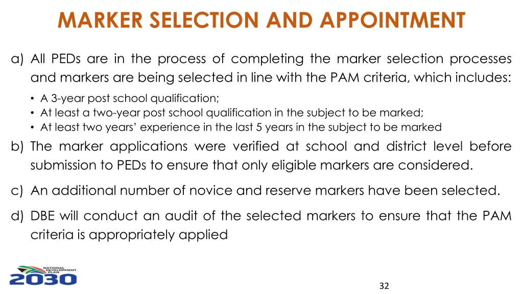 marker selection and appointment