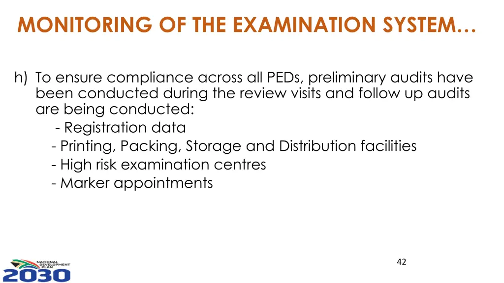 monitoring of the examination system