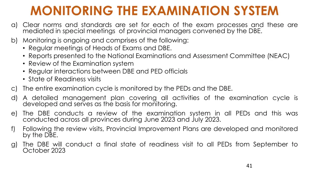 monitoring the examination system a clear norms