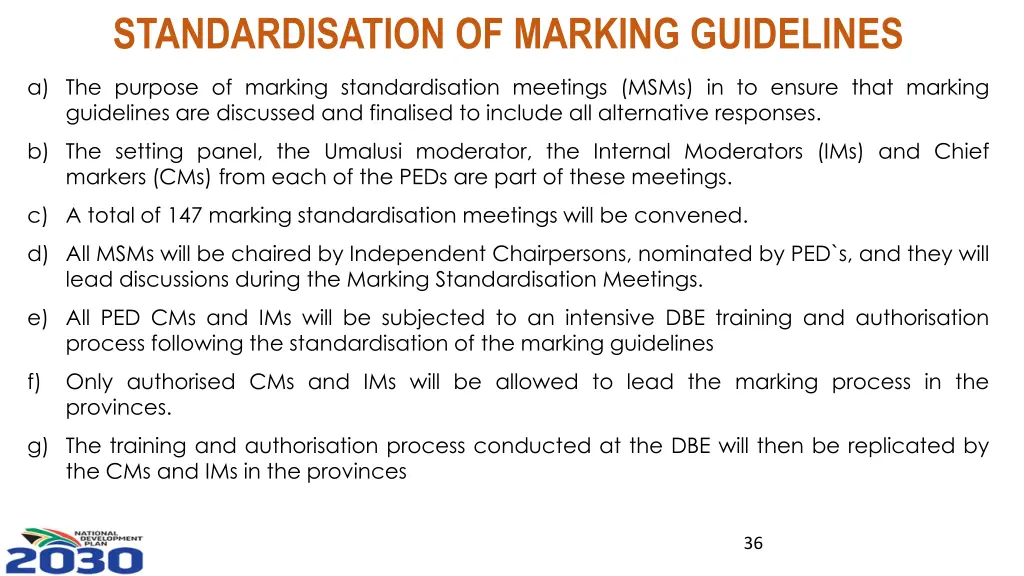 standardisation of marking guidelines