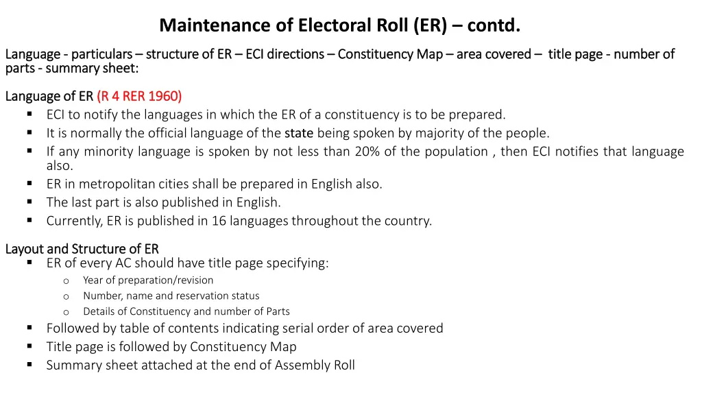 maintenance of electoral roll er contd