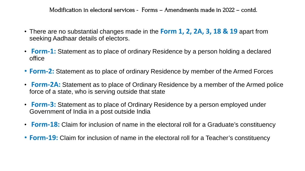 modification in electoral services modification 1