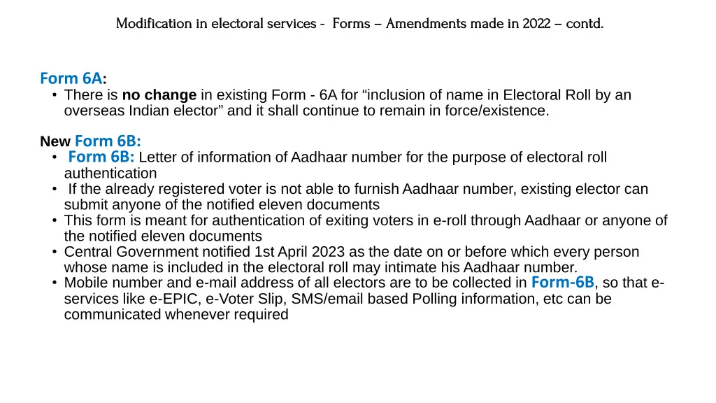 modification in electoral services modification 3