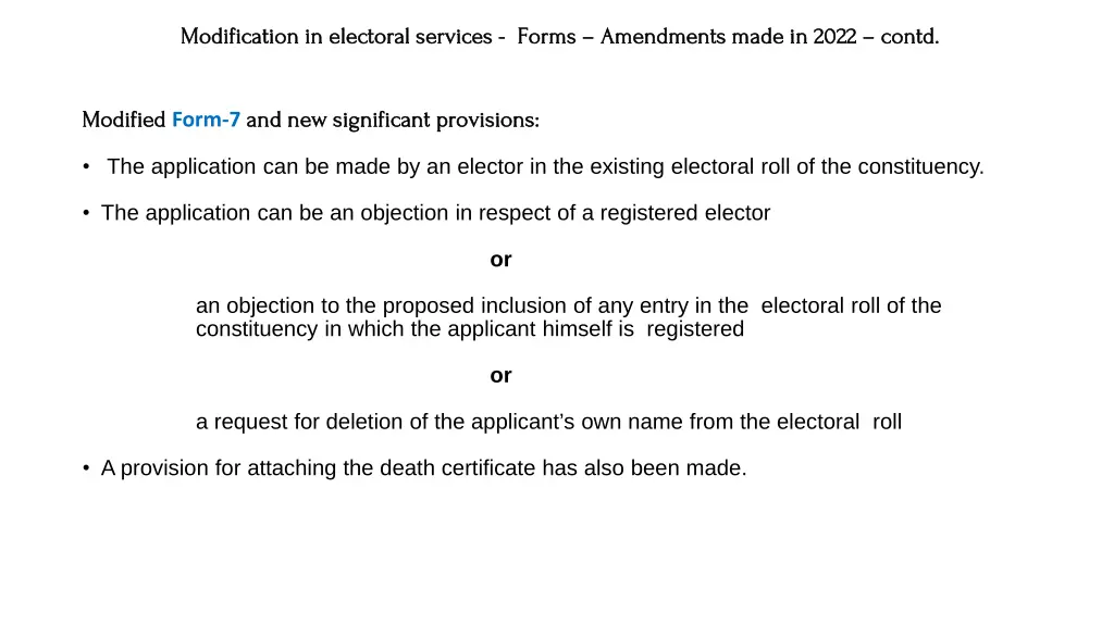 modification in electoral services modification 5