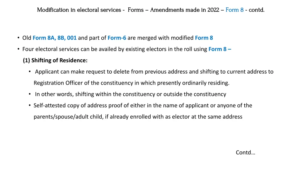 modification in electoral services modification 6