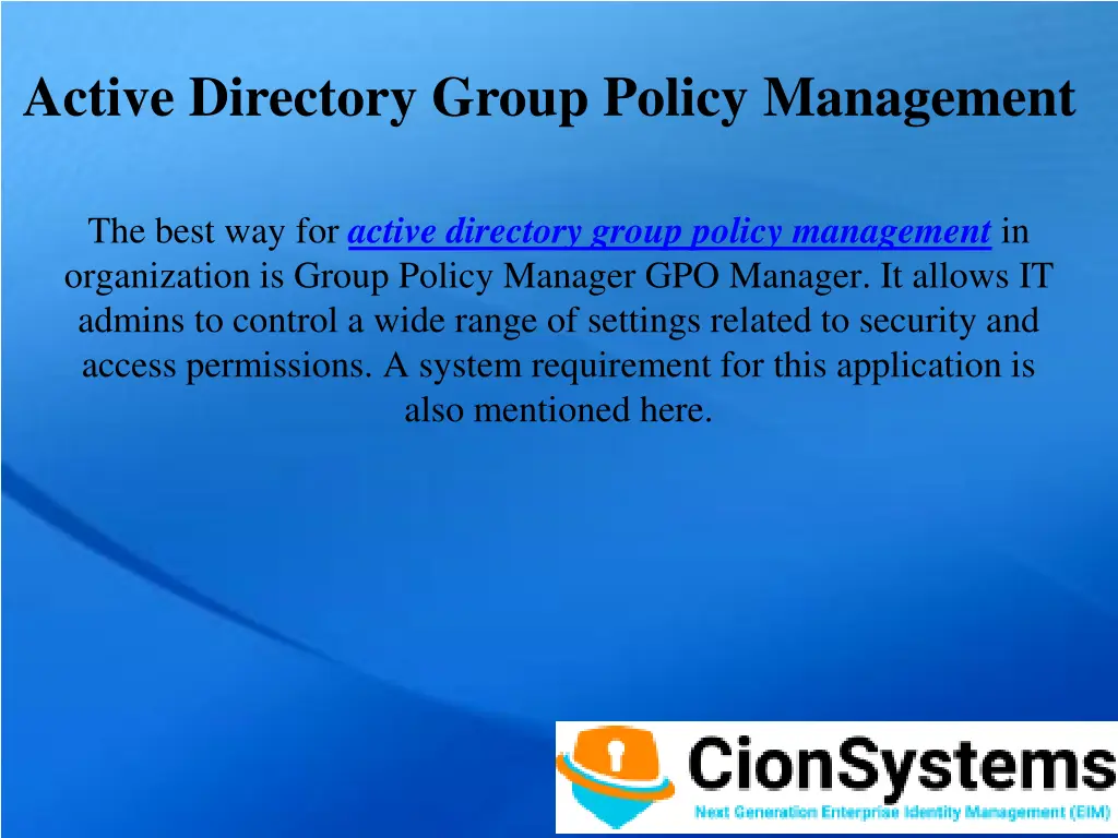 active directory group policy management