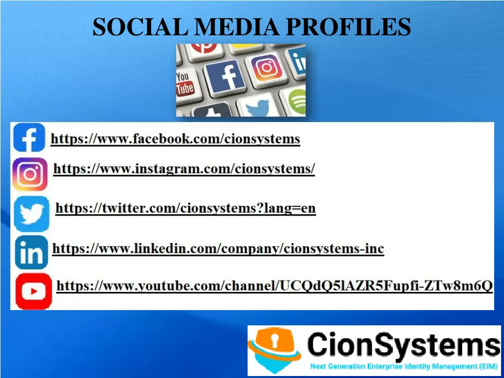 social media profiles